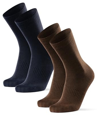 DANISH ENDURANCE Calcetines Ligeros de Senderismo en Lana Merino, 2 o 4 Pack, Multicolor (1x Azul, 1x Marrón), 43-47