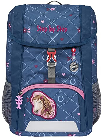 Step by Step Rucksack-Set Kid „Horse Lima“, mit Sitzkissen, ergonomischer Mini-Ranzen mit höhenverstellbarem Brustgurt, für Kindergarten, Vorschule und Freizeit, 13 l, blau-rosa