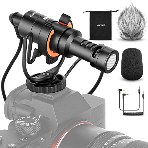 NEEWER Microphone vidéo pour Smartphone, kit de Micro sur caméra avec Support Antichoc Noir Pro Compatible avec iPhone Android DSLR Appareil Photo Tablette (Adaptateur iPhone Non Inclus), CM14 Pro