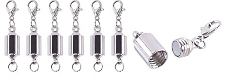 KONMAY 10 Sets Rhodium Screw-in Magnetic Necklace Clasps, Safety Magnetic Converter Clasps for Jewelry Making