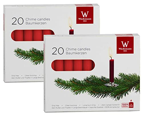 DecoLite Baumkerzen 9,6 cm, Brenndauer 1,5h, Rot, 40 Stück | Made in Germany, RAL-geprüft, durchgefärbte Christbaumkerzen, ruß- & tropffrei, für handelsübliche Kerzenhalter