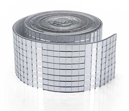 Art3dwallpanels 5664 adhesivos de azulejos de vidrio espejo en mosaico, cuadrados, esfera de discoteca, para decoraciones DIY (plata, 1 rollo grande)