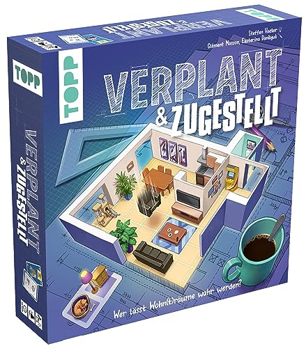 Verplant & Zugestellt – das Flip & Write-Spiel über große Pläne und zu wenig Platz. Das kreative Zeichenspiel mit 26 spannenden Szenarien: Von Tiny House bis Luxusvilla