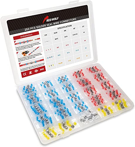 RED WOLF Lötverbinder Schrumpfverbinder 250 Stück Schrumpfschweißen Stoßverbinder Für Automotive Marine Home Wasserdicht Geschweißte Connector Kit Solder Seal Wire Connectors