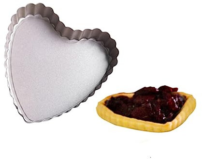 HEMOTON 2pezzi Stampo Per Torte Di Uova Non Appiccicoso Forme Cuore Dorato e Nero Grigio Per Dolci Cupcake e Biscotti Facile Da Pulire e Utilizzare Realizzato Carbonio