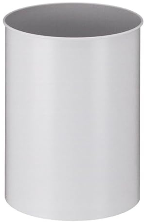 PROREGAL Stillvoller runder Metall Papierkorb | 15 Liter, HxØ 30,5x25,5cm | Grau