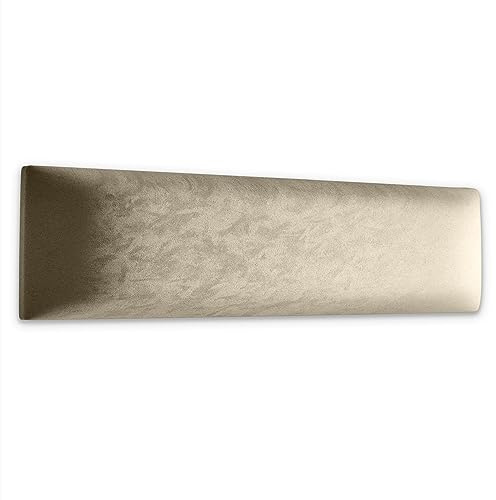 Muralo Väggkudde i sammet, tyg, stoppningspanel, sovrum, vardagsrum, säng, väggdyna, sänghuvuddel, ländkudde, modern, lyxstoppad stoppning, panel (grädde, 100 cm x 20 cm)