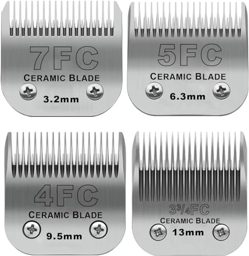 BESTBOMG Ersatzmesser für Hundepflege, 4 Stück, kompatibel mit Heiniger/Moser Max45/Andis/Oster A5 Schermaschine für Hunde,Größe 3,2 mm-13 mm,Schnittlänge