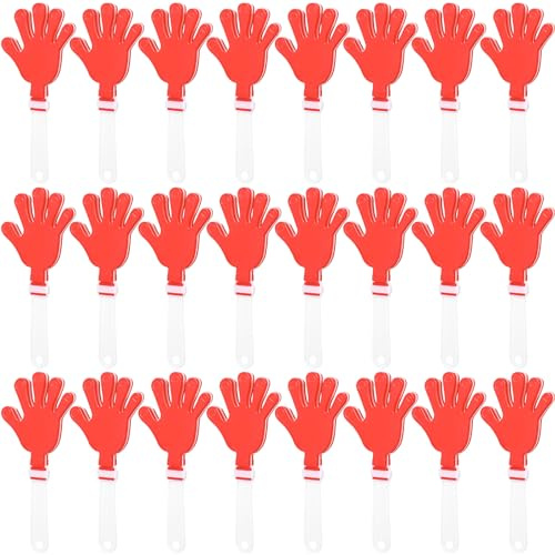 ZCYSRLQIN 24 Pcs Hand Clappers 7.5 Inch Plastic Clappers Noisemakers Party Favors Clapping Noise Maker Birthdays Game Prizes Classroom Rewards Football Sporting Events Cheers Supplies (Red,White)