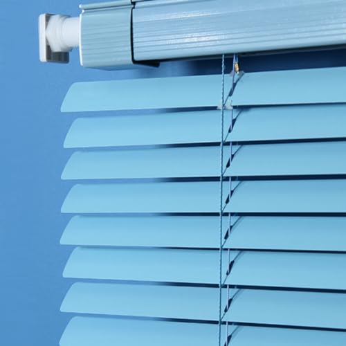 NIANXINN Aluminium Jalousie Ohne Bohren,Blau 25mm Lamellen,wasserdichte Verdunkelungsrollos,Sichtschutz,Alu Jalousie,Fenster Jalousien Innen,Lamellenrollo,Anpassbar Farbe,Breite x Höhe (140x280cm)