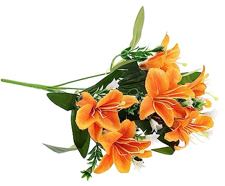 IMIKEYA 2stücke Künstliche Lilienblume Lebensechte Plastikdekoration Für Hochzeiten Und Outdoor-Events Köpfe Leuchtendem Für Tischarrangements Und Festdeko