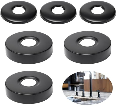 Rebanky 6 Stück Abdeckrosette Edelstahl Rund Ø21mm/25mm Rosette Schwarz | Flach Abdeckung Wasserrohr Wand Rosette Heizungsrohr Edelstahl für Duscharmatur Wasserhähne Heizkörperrohre