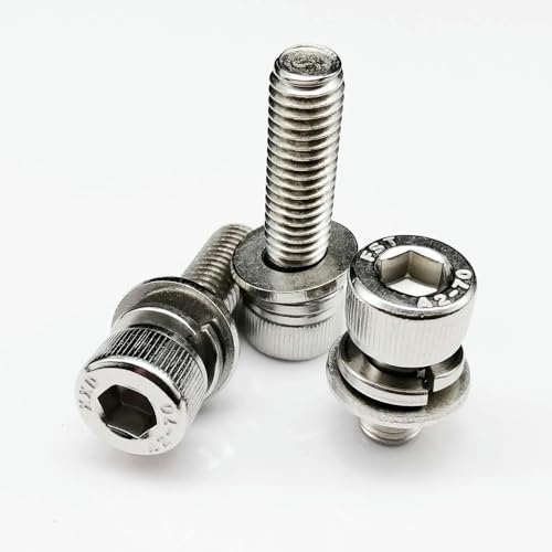M2 - M12 304 Edelstahl Innensechskantschraube mit Innensechskant und flacher Feder, geteilte elastische Dichtung, 1 Stück, M12–25 mm