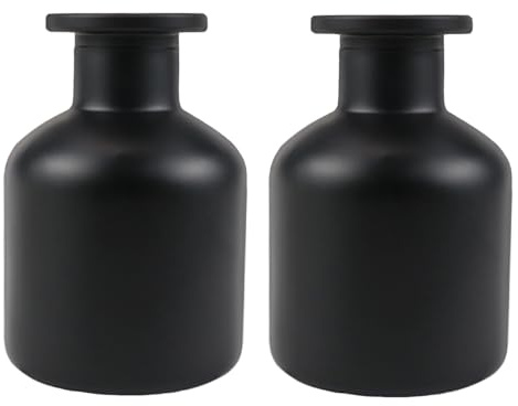 ZJIVQO Glasdiffusor-Fläschchen, Aromatherapie-Behälter, Duftdiffusor-Flaschen für DIY ätherisches Öl, Raumduft Diffusor, Geschenk, Mattschwarz, 2 Stück