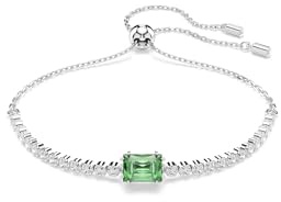 Swarovski Matrix Tennisarmband, Grünes, Rhodiniertes Armband mit Strahlenden Kristallen in Verschiedenen Schliffen