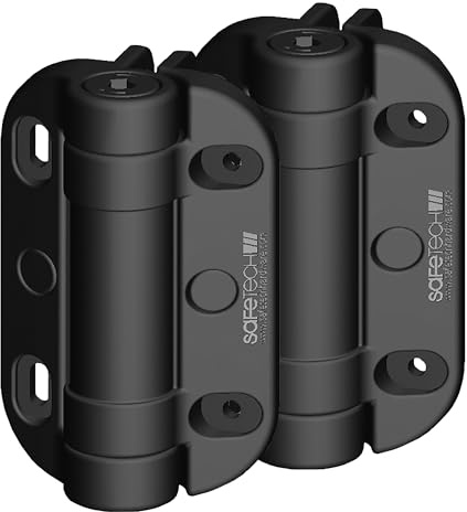 Safetech Hardware Heavy Duty Self Closing Gate Hinges, Tension Adjustable Outdoor Hinges Heavy Duty Spring Loaded Hinge for Metal Wood Aluminum, PVC, Vinyl Gates up to 80kgs (MegaKlik SHH-135 Black)