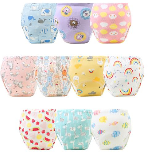 Aolso Töpfchen-Trainingshosen, 10 Stück Baby-Kleinkind-Trainingshosen, Kinder Töpfchen Trainingshose für Mädchen Jungen, 100% Baumwolle, Waschbar und Wiederverwendbar (Mädchen-110)