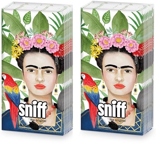 20 einzelne Taschentücher Blumen Frau mit exotischen Tieren. 2 Packungen mit 10 einzelnen Papiertaschentücher bedruckt als Geschenk.