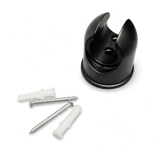 Support de pommeau de douche en métal noir – Support mural universel en laiton avec finition noire élégante pour salles de bains modernes