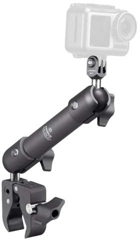 FANAUE Super Clamp Camera Mount Monitor Magic Arm Double Ball Head Adapter with 1/4-20 Thread for Canon/Nikon/DSLR/Gopro/LED Lights/Insta360, Action Camera Can be Mounts on Bike Motorcycle Handlebar