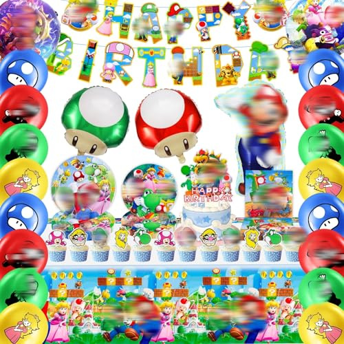 79PCS Super Birthday Decorations, Super Theme Party Tableware Set Party Supplies Include Birthday Banner, Paper Plates, Table Cloth, Balloons, Cake Topper, Napkins, Par-ty Supplies for 10/20 Guests