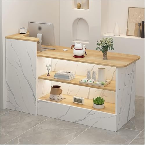 Rezeptionstrese, moderner Einzelhandelstrese, Rezeptionszimmertisch, Einzelhandelstheke mit Ausstellungsregal und Schubladen, für Kasse, Lobby, Salon, Einzelhandel, Ladenklinie (Größe: 120 x 100 cm,