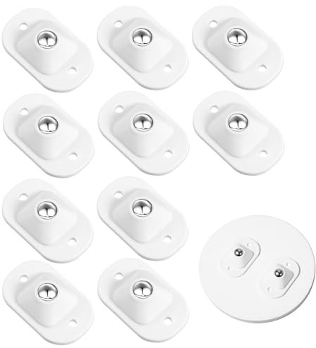 12 PCS Self Adhesive Mini Caster Wheels, Small Appliance Wheels Mini Swivel Ball Casters for Kitchen Appliance 360° Swivel Rollers Plastic Stick On Castors for Small Furniture Trash Can Box (White)