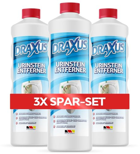 DRAXUS Profi Urinsteinentferner Extra Stark - 1,0L | Beseitigt hartnäckigsten Kalk- und Urinstein | WC Reiniger & Urinsteinlöser gegen schwerste Verkrustungen (3x Spar-Set)