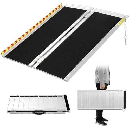Rampa per Sedie a Rotelle, 122 x 72 cm Rampa per Disabili in Lega di Alluminio,Rampe per Disabili per Porta Gradini Scale Handicap