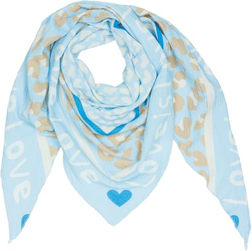 Caspar Damen Dreieckstuch Musselin Schal XXL aus Baumwolle hautfreundlich für die Übergangszeit mit Leo Print Muster - Premium Qualität - SC544