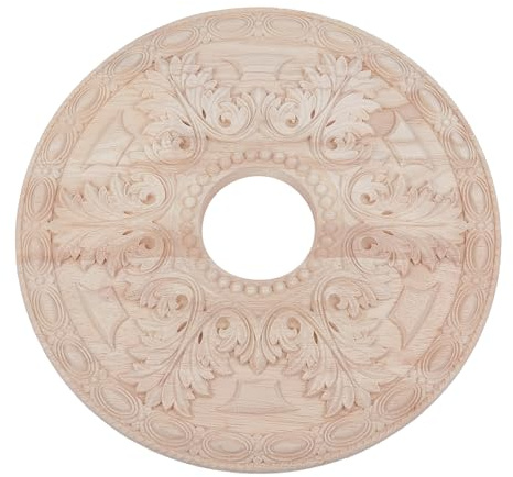 NICENEEDED Holz-Deckenzauber Medaillon, 2.76 ID x 11.81 OD | Zierring Deckenmedaillon für Heimbeleuchtung, geschnitztes traditionelles Deckenornament für Lampen und Deckenventilatoren