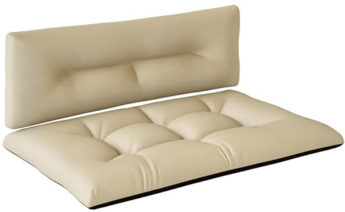 Outsunny Palettenkissen 2 teilige Wasserabweisend Sitzkissen Palettenpolster mit Getuftetem Design Rückenlehne Outdoor Kissen Palettenauflagen für Europaletten Palettensofa 120 x 77 x 10 cm Beige