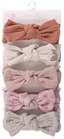 Babyflickor bågar och pannband, huvudbågar för flickor | Baby pannband bågar - 18x3,5 cm huvud wrap hårtillbehör, uppsättning av 5 hårband med knut för fotobås rekvisita