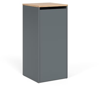 Vicco Badschrank Viktor, Anthrazit/Goldkraft Eiche, 40.2 x 88.2 cm | mit Wäschkorb, mit integriertem Wäschekorb zur diskreten Aufbewahrung