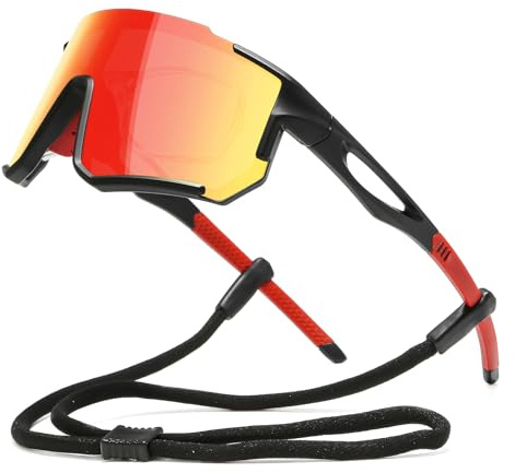 Suertree Schnelle Brille Herren, Polarisiert Fahrradbrille Sportbrille Damen, UV400 Sonnenbrille Sport mit Kurzsichtige Rahmen, Rennrad Brille für Radsport, Laufen, Outdoor-Aktivitäten