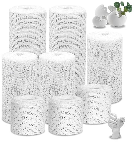 Aglutinantes de Yeso, 8 Rollos Vendajes de Yeso, Juego de Vendas de Yeso, Yeso de 5 cm/10 cm/15 cm x 270 cm, Impresión de Yeso, Venda de Yeso, Yeso de Secado Rápido para Manualidades y Modelismo
