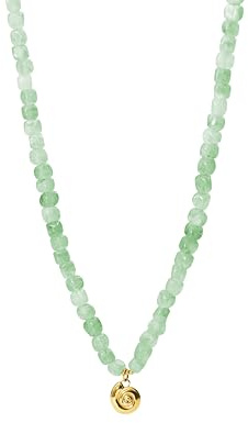 Purelei Sundial Shell Jade Damen Kette – verstellbare Halskette mit echten Jadeperlen & Muschelanhänger (35–40 cm) – Edelsteinkette aus Edelstahl 18K vergoldet, rosévergoldet oder silber