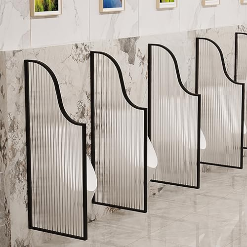Kaverno Separador De Urinarios Separador De Inodoros Divisor De Tabique De Urinario De Vidrio Templado, Urinal Separador De Inodoro Montaje En Pared Irregular para Baño Hotel(Black,4pcs)