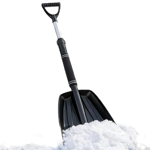 Pala de Nieve para Coche,Robusta con Gran Mango en Forma de D - Pala Quitanieves con Mango Largo | para Clima Frío y Deshielo, Uso en Exteriores en Entrada, Acera, Jardín,