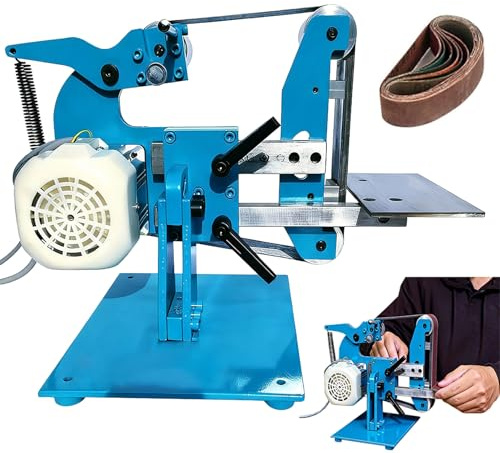 Bench Sander, Electric Mini Belt Sander, 1100W, Vertical/Horizontal Bidirectional Sanding, Speed Adjustable 50-6500 RPM, All-Steel Construction, Includes 5 Sanding Belts
