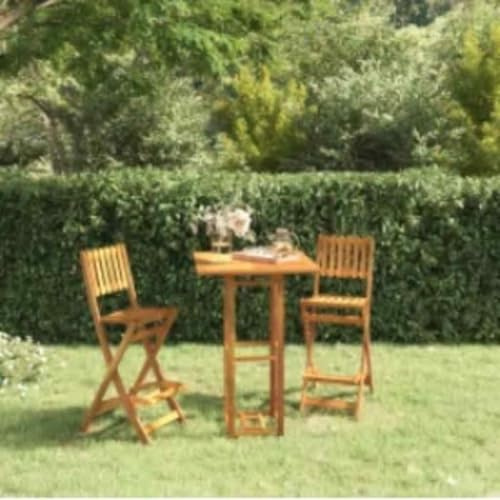 PUGYNBK Akazienholz Bistrotisch 75x75x110 cm Massivholz Stehtisch für Garten, Latten-Design Tischplatte, Stabiler Gartentisch für Getränke und Snacks, einfache Montage