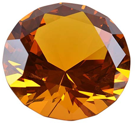 Longwin Kristall-Briefbeschwerer in Diamantform, 100 mm breit, einheitliche Farbe, als Ornament oder Dekoration für zu Hause, bernsteinfarben