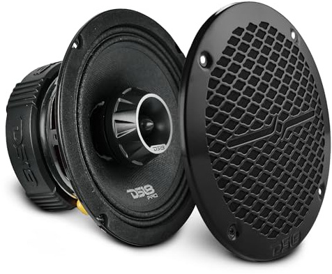 DS18 PRO-ZT6 6.5-Inch 2 Way Pro Audio Midrange Speakers with Built-in Bullet Tweeter 4-Ohms 450W Max 225W RMS Water Resistant - Black Metal Mesh Grill Included (1 Speaker)