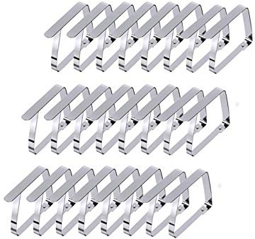 qinnsou 24 Pack Outdoor Tablecloth Clips Large Table Cover Clamps for 2 Inch Thick Tables, Flexible Stainless Steel Picnic Table Cloth Clips Holders