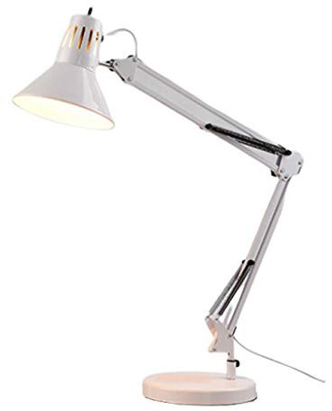 Jixi Swing Arm Desk Lamp Eye Protection Bedroom Bedside Study Desk Desk Lamp Folding Black/White Table Lamp (Color : White)