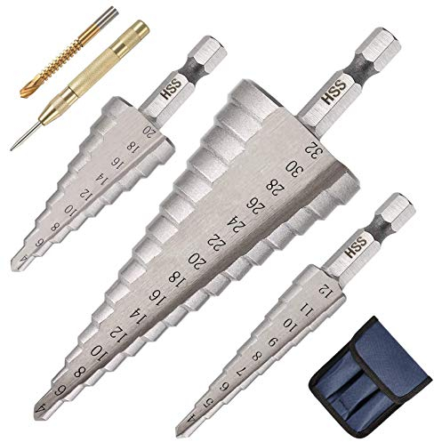 flintronic® Punte Coniche, Fresa Conica Trapano a Gradini, HSS Titanium, Misure 4-12/4-20/4-32, Buco Cutter a Scalini per Eseguire Foro In Metallo Acciaio Ottone Legno Plastica Ferro…