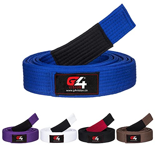 G4 Jiu Jitsu BJJ Belts Brazilian Adult A1 A2 A3 A4 Black Brown Purple Blue White (Blue, A1)