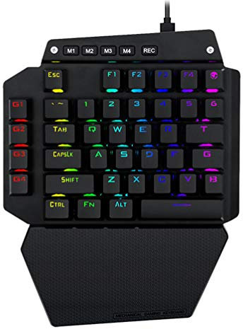 KUANDARMX Single Handed Keypad, Gaming Keyboard, Rgb Wired Gaming Keyboard One-handed Led Backlit Mechanical Keyboard Macro Definition, Black