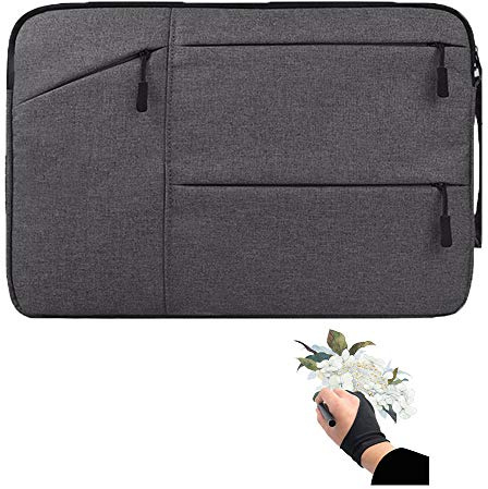 Housse de transport pour tablette de dessin graphique avec gant d'artiste compatible avec Wacom Intuos Pro Small PTH451 Medium PTH660 – Housse de protection imperméable et portable (gris sidéral)