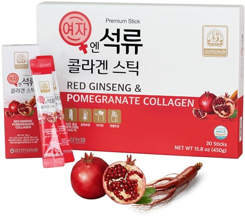 Korean Beauty Baekje Geumsan Women's Pomegranate Collagen Jelly Stick 5.1oz / 30 Count (5 Pack)